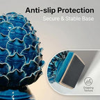 Blue Ceramic Artichoke Statue - Unique Artisanal Decorative Sculpture, Decor for Living Room, Office, Bookshelf