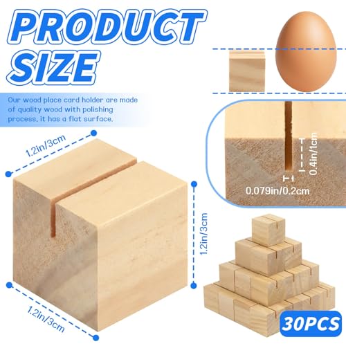 30Pcs 1.2x1.2 Inches Wood Table Number Stands, Wood Place Card Holders, Picture Holder Acrylic Sign Holdersr for Wedding, Ceremony, Birthday, Party, Home Decoration, Events - size: 1.2" 30pcs