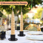 2 Pcs Black Iron Candle Holder with 2 Pcs Double Sided Tape for Dinning, Taper Candles, Wedding and Party Decoration (Black)