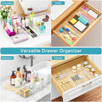Manalete Drawer Organizers Set of 12, 4 Sizes Clear Plastic Drawer Organizers and Storage Bins for Kitchen, Bathroom, Office, Dresser Desk Drawer Organizer Tray for Jewelry, Makeup, Junk, Gadgets