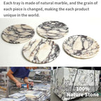 Natural Marble Tray, Coffee Table, Food, Fruit, Paper Cup, Cake Display, Coffee bar, Family Gatherings, Seasonal Holiday Decoration Tray(Viola-Circular-9.8"x9.8"x0.7") - color: Viola-circular-9.8"x9.8"x0.7"