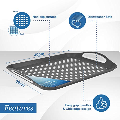 Food Trays for Eating on Couch - 2 Pack - Non Slip Dinner Trays for Eating Set of 2 Non Slip Serving Tray and Food Tray with Handles (Black & White) - color: Black and White - 2 Pack