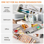 Criusia 30 Pack Large Clear Plastic Drawer Organizer Bins - Acrylic Kitchen Drawer Organization and Storage Dividers for Utensils Gadgets, Office Bathroom and Vanity Organizer for Makeup Accessoires - size: 30 Pack