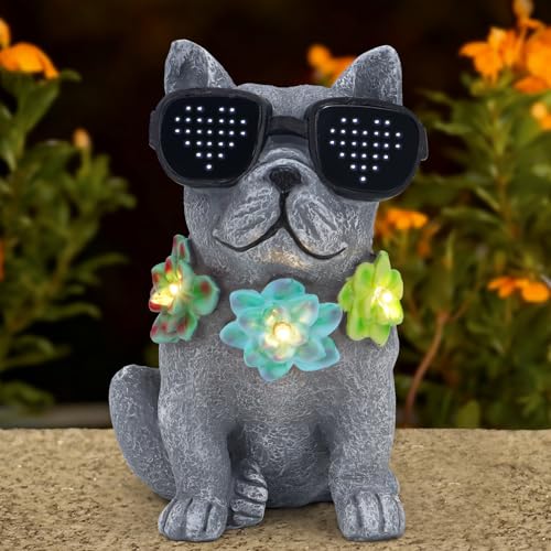 Solar Garden Statues Dog with Succulent and LED Lights Birthday Gifts for Women Mom Grandma Solar Outdoor Decor for Patio Backyard Yard Lawn Decoration-Unique Housewarming Gifts - style: Dog