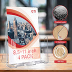 GTI Acrylic Brochure Holder 8.5 x 11 inch, 4 Packs Brochure Display Stand for 4’’ Trifold Pages, Clear Flyer Display Holder for Magazine, Pamphlet, Booklets, Menu,Journals