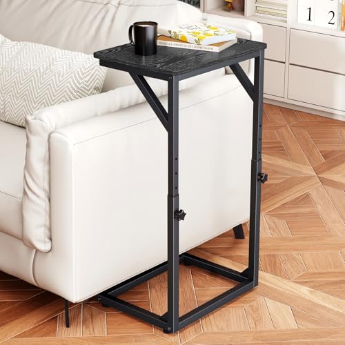 5-Level Adjustable C-Shaped End Table, Small Side Table for Couch, Sofa TV Tray Table for Living Room, Bedroom, Bedside ET-ZA-BKW1 - color: Black