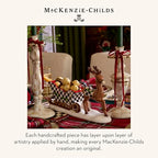 MACKENZIE-CHILDS Enamel Pillar Candlestick, Cute Pillar Candle Stand, Medium, Brown-and-White Mocha Check - color: Mocha Check, size: Medium