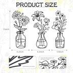 OYEFLY 3 Pieces Metal Flowers Wall Arts,Black Metal Vase Wall Art,Rustic Farmhouse Decor (Black)