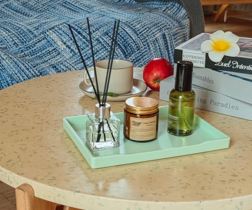 Green Small Serving Tray (9.5 x 7 inch), Countertop Organizer for Bathtub Bathroom Vanity Items, Serving Accessory, Coffee, Drinks, Tea, Party, Spa, Perfume and Display Use. - color: Green-1 Tray, size: 9.5" x 7" x 0.8"