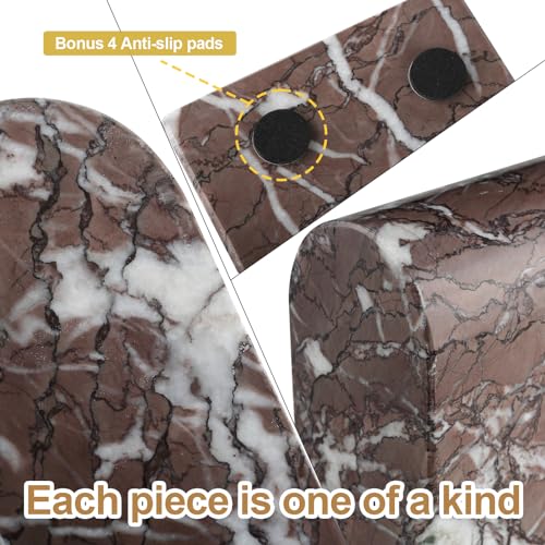 Koville Turkish Natural Marble Bookends for Shelves, Decorative Book Ends, 13lbs Heavy-Duty Marble Book Holders, Bookshelf Apartment Decor for Normal Books/CD/Video Games(Leopard) - color: Purple White Marble-leopard, size: 13lb