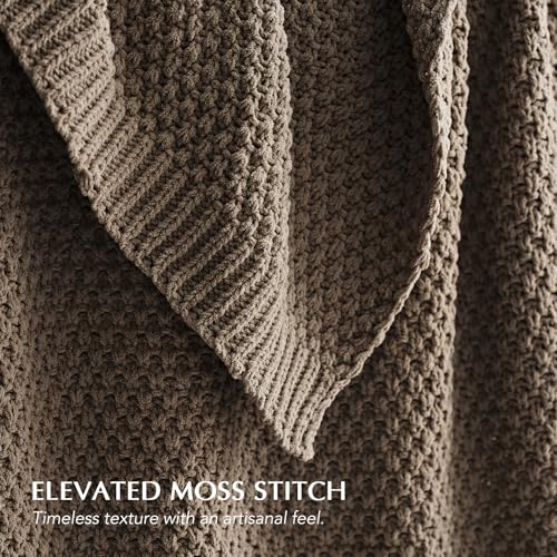EVERGRACEHOME Chunky Chenille Knit Throw Blanket for Couch, Soft Luxurious Moss Stitch Blankets for Bed, Cozy Decorative Farmhouse Knitted Throws for Sofa, Mocha Brown, 60" x 80" - color: Mocha Brown, size: 60" x 80"