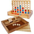 Glintoper Shut The Box & 4 in a Row Tables Game Set, Classic Wood Dice Game with Numbers & Line Up 4 Game for Kids Family, Living Room Rustic Coffee Table Decor, Travel Game Strategy Board Games - style: Shut The Box & 4 in a Row
