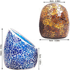 Votive Candle Holder Set, 2 Pc Mosaic Glass Tealight Candle Holder Handmade Romantic Slanted Crystal Centerpiece Candlescape for Valentine's Day