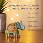 Gold Plated Elephant Idol Showpiece for Vastu, Good Luck, Gifting for House Warming and Home Decor - 3 Inches - 1 Piece