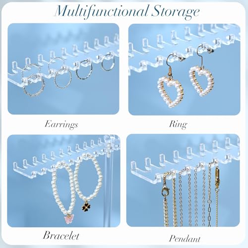 OAOLEER Acrylic Necklace Organizer, Tall Necklace Holder Stand, Jewelry Organizer Display Hanger Rack with Bilateral Hooks for Necklaces Pendant Bracelets Ring (13.7 IN) - size: Tall 13.7In