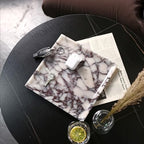 Natural Marble Tray, Coffee Table, Food, Fruit, Paper Cup, Cake Display, Coffee bar, Family Gatherings, Seasonal Holiday Decoration Tray(Viola-Square-9.8"x9.8"x0.7") - color: Viola-square-9.8"x9.8"x0.7"