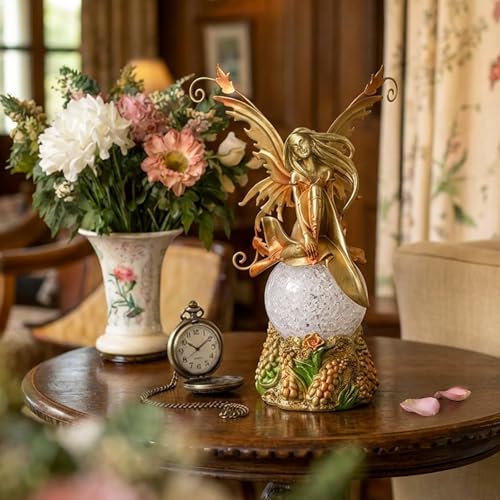 Resin Fairy Statue with Light, Hand-Painted Angel Figurine Graceful Fairy Sculpture Spring Decor for Home, Living Room, Bedroom Decor, Thoughtful Gift for Women, Girls - size: Light 01