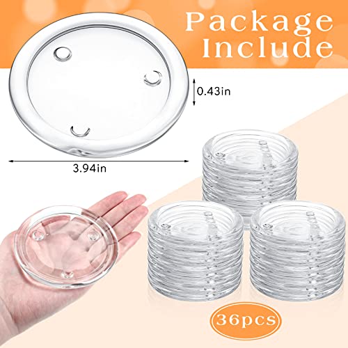Patelai 36 Pieces Clear Glass Pillar Candle Holder Plates 4 Inch Round Glass Candle Plate Small Flat Tray for Dining Table Centerpiece Wedding Spa Home Party Decoration