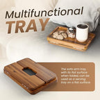 HOLANA Acacia Wood Sofa Armrest Tray - 13.75 x 9.5in Double Hinge Sofa Arm Tray Table Clip - Couch Arm Table - Wooden Side Tables for Eating and Drink (Acacia, 13.75" D x 9.5" W x 2" H) - color: Acacia, size: 13.8" x 9.5" x 2"