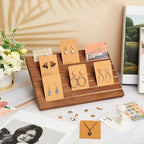 Blulu 31 Pack Wooden Earring Display Stand 7 Slots jewelry Display Holder with Earring Card for Selling Vendors Retail Show - color: Light Brown