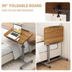 Furist Laptop Lap Desk, Mobile Adjustable Overbed Bedside Table with Wheels, Portable Standing Bed Desk, Rolling lapdesk Lap desks for Adults with Casters& Mouse Pad - color: Light Walnut