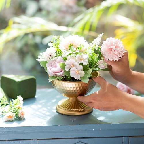 Sziqiqi Gold Urn Vase for Flowers - Wedding Table Decoration Centrepieces Set of 10 Vintage Metal Vases for Artificial Flowers Small Hammered Vase for Birthday Party Christmas Anniversary - color: Gold, size: 4.3in - 10 Pcs