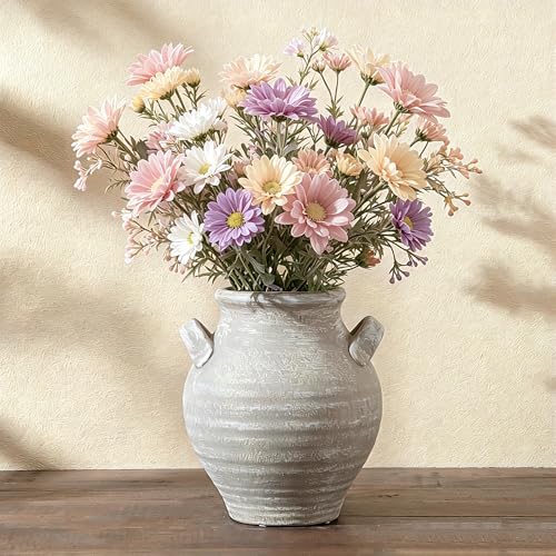 Ceramic Farmhouse Flower Vase, 7.36 Inch Rustic Decorative Vintage Vases for Home Decor Table Living Room Kitchen Bedroom Shelf Mantel Wedding Centerpiece - color: Rustic-25011-2