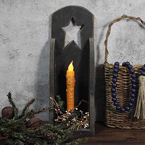CVHOMEDECO. Real Wax Hand Dipped Battery Operated LED Timer Taper Candles Rustic Primitive Flameless Lights Decor, 6-3/4 Inch, Orange, 3 PCS in a Package - color: Orange 3 Pcs