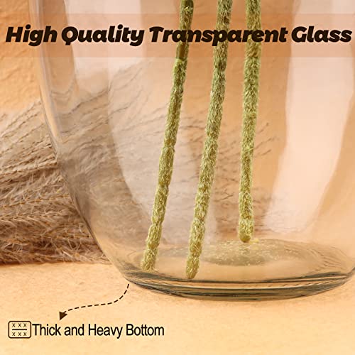 PINIWON Large Clear Glass Vase, 11.2'' H x 7.1'' W, Bubble Flower Vase for Pampas Grass, Stout Jug Vase for Table Centerpieces Home Indoor Decor - 1 Piece