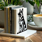 Peacoblue Metal Bookends for Shelves, Modern Decorative Heavy Duty Study Book Ends Stoppers for Office, Desk, Shelf, Room 5.3"x4.3"x7.9" Cast Iron Simple Tall Bookends 1 Pair (German Shepherd) - style: German Shepherd