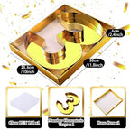 SiliFine 12" Charcuterie Number Shaped Mache with Clear Lid Fillable Sweets Serving Trays Paper Mache Cupcake Candy Box for 2025 Graduation Party Graduation Celebration(Gold,Number 3) - color: Gold, style: Number 3