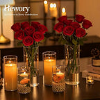 Hewory Hurricane Glass Candle Holders: 6 PCS Clear Hurricane Candle Holders for Pillar Candles Floating Candles, Glass Cylinder for Table Centerpieces Christmas Wedding Party Holiday Home Decor