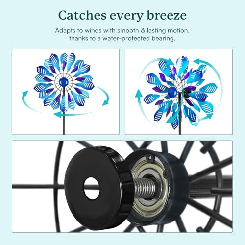Wind Spinners Outdoor for Yard and Garden, Metal Large Wind Spinner with Stake, Windmill for Yard, Gift for Family Friends(84'' H x 24'' W) - size: 84''H x 24'' W