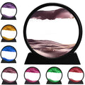 rysnwsu 3D Dynamic Sand Art Liquid Motion, Moving Sand Art Picture Round Glass 3D Deep Sea Sandscape in Motion Display Flowing Sand Painting Relaxing Desk Toys (Brown, 12'') - color: Brown, size: 12''