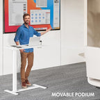 FLEXISPOT H7 Adjustable Overbed Bedside Table with Wheels Pneumatic Mobile Standing Desk Laptop Desk Rolling Computer Cart Movable Overbed Table Hospital Home Use(27.6" W x 15.7" D, White) - color: White, size: Small