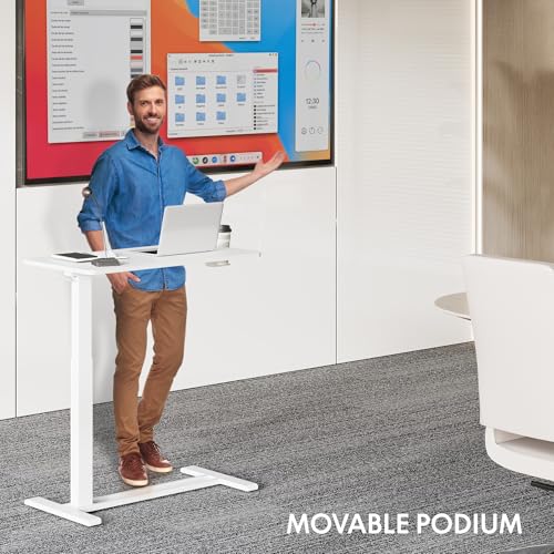 FLEXISPOT H7 Adjustable Overbed Bedside Table with Wheels Pneumatic Mobile Standing Desk Laptop Desk Rolling Computer Cart Movable Overbed Table Hospital Home Use(27.6" W x 15.7" D, White) - color: White, size: Small