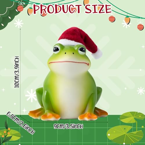 Christmas Frog Resin Statue - Christmas Frog Statue with Santa Hat for Xmas Tree Party Desk Decor Resin Figurine for Home Patio Office Decoration Cute Plant Statues for Tabletop Garden Decor - style: Christmas Frog