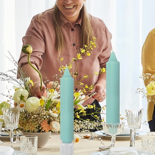 NJAO HOO Mint Green Short Taper Candle 7 Inch Candlesticks Unscented Dripless Tapered Candle Set for Spring Home Decor Wedding Party Dinner Candles, 4 Pack - color: Mint Green, size: 7 In