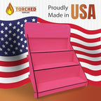 Wooden Portable Retail Table Display Stand Countertop 3 Step Riser Craft Shows, Farmers Markets Tradeshows |No Hardware Assembly Flat Pack Soap Display CBD Jewelry Spices Cups Tumblers Coasters - color: Pink