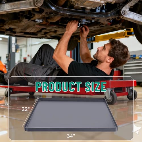 Oil Drip Mat for Under Car, 34x22in Silicone Oil Spill Mats for Garage Floor, No Splatter Non-Slip Oil Catch Pan Driveway Oil Drip Tray,Easy to Clean-Grey - color: Grey