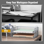 Mind Reader Stackable Paper Tray, Desktop Organizer, File Storage, Office, Metal Mesh, 2 Pcs., Silver - color: Silver