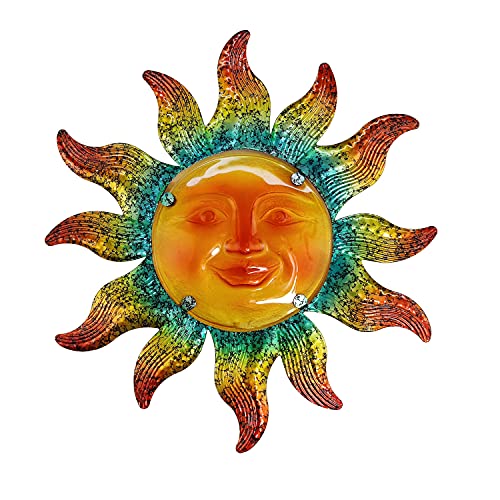 JOYBee Metal Sun Face Wall Art Decor-Sunface all Decor-Home Decor Artistic Sun Face Metal Wall Sculpture for Indoors or Outdoors Kitchen Farmhouse patio porch (13.25 * 12.5inch) - color: Color sun