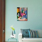 Wieco Art Canvas Prints Wall Art Still Life of Peonies in a Vase 1907 by Henri Matisse Abstract Canvas Art Print for Wall Decor and Home Office Decorations - size: 16"L x 12"W
