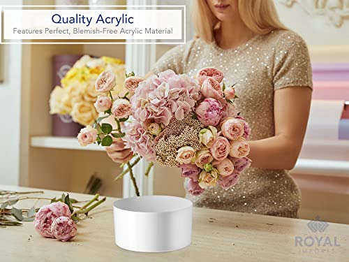 Royal Imports Flower Acrylic Vases Cylinders - Decorative Centerpiece Display for Home or Wedding - Non Breakable Plastic, 8X4 - White - size: 8"x4"