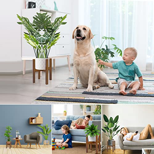 Rnined Adjustable Plant Stand Indoor,Bamboo Mid Century Modern Plants Stands, Stable Plant Holder,Fit 8 9 10 11 12 inch Pots (Pot & Plant Not Included)(Black) - color: Black