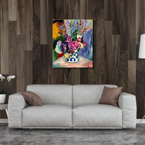 Wieco Art Canvas Wall Art Still Life of Peonies in a Vase 1907 by Henri Matisse Abstract Canvas Prints Art Pictures for Wall Decor and Home Office Decorations - size: 24"L x 20"W
