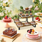 ELITEROO 3-Step Tiered Corner Display Shelves, Portable Wooden Retail Cupcake Food Stand Display Table, Collectibles Riser Tower Stand, Vendors Display Shelf Rack, Farmers Market Counter Top Risers
