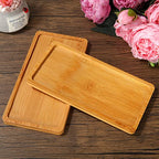 10PCS Mini Bamboo Display Trays - 7"x3.4" Small Decorative Bamboo Trays for Vanity, Plants, Candles, Keys, Soap, Jewelry, Tealight - Not for Serving Heavy Food