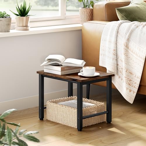 Gewudraw Printer Stand-Desktop Shelf Storage Organizer for Printers,Small End Table, Book Shelf and Wooden Desk Shelf for Home Office - color: Rustic Brown, size: 1 layer