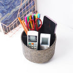 lizimandu Round Leather Art Supply Organizer,Remote Control Holder,360 Degree Spinning,Multi-Functional Pencil Holder,4 Compartments Desktop Stationary Organizer(1-Carved Cooper Gold) - color: 1-Carved Cooper Gold